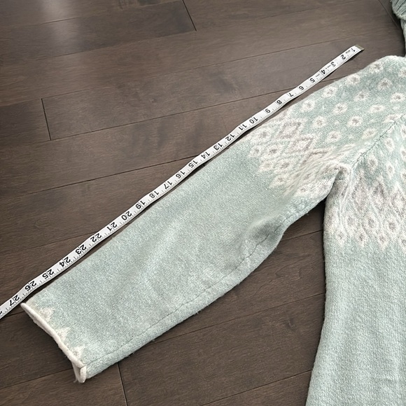 RICKI'S Women's Mint Green Fair Isle Cowl Neck Tunic Sweater, Turtleneck Top - Picture 8 of 13